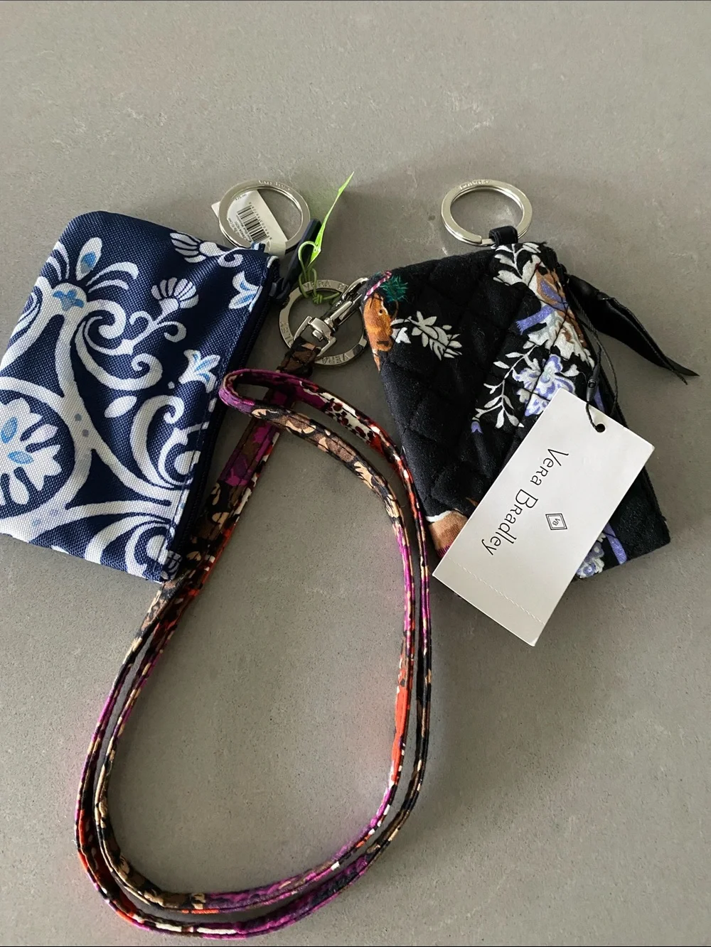 BUNDLE 3 Vera Bradley Lanyard ID Wallet Case Key Chain Bag Set NWT - Picture 2 of 12